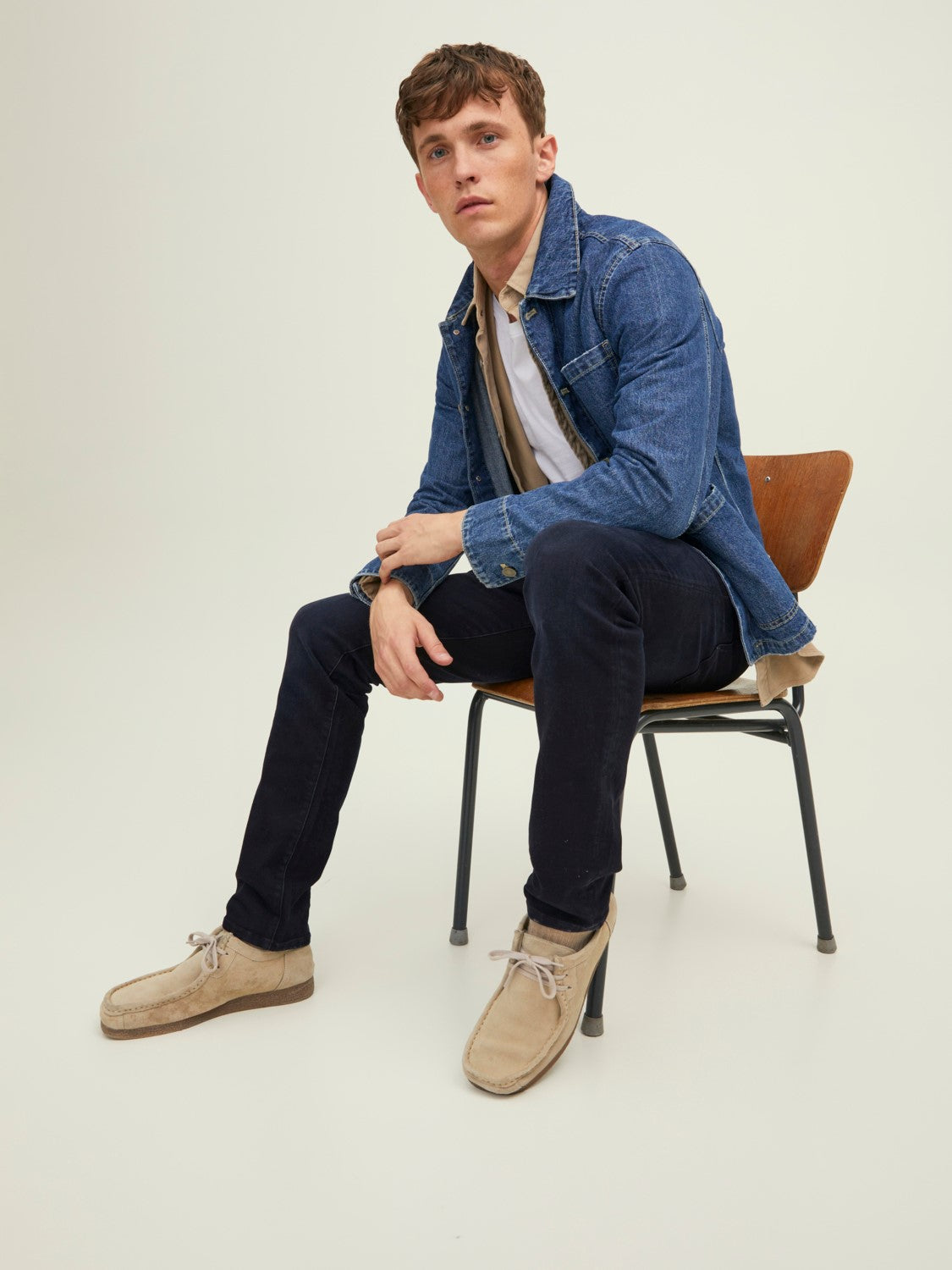 JACK & JONES Glenn Icon 556 Slim Fit Jeans BLUE DENIM model front view