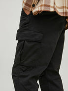 JACK & JONES Ace Tucker Black Cargo Pants BLACK model front view