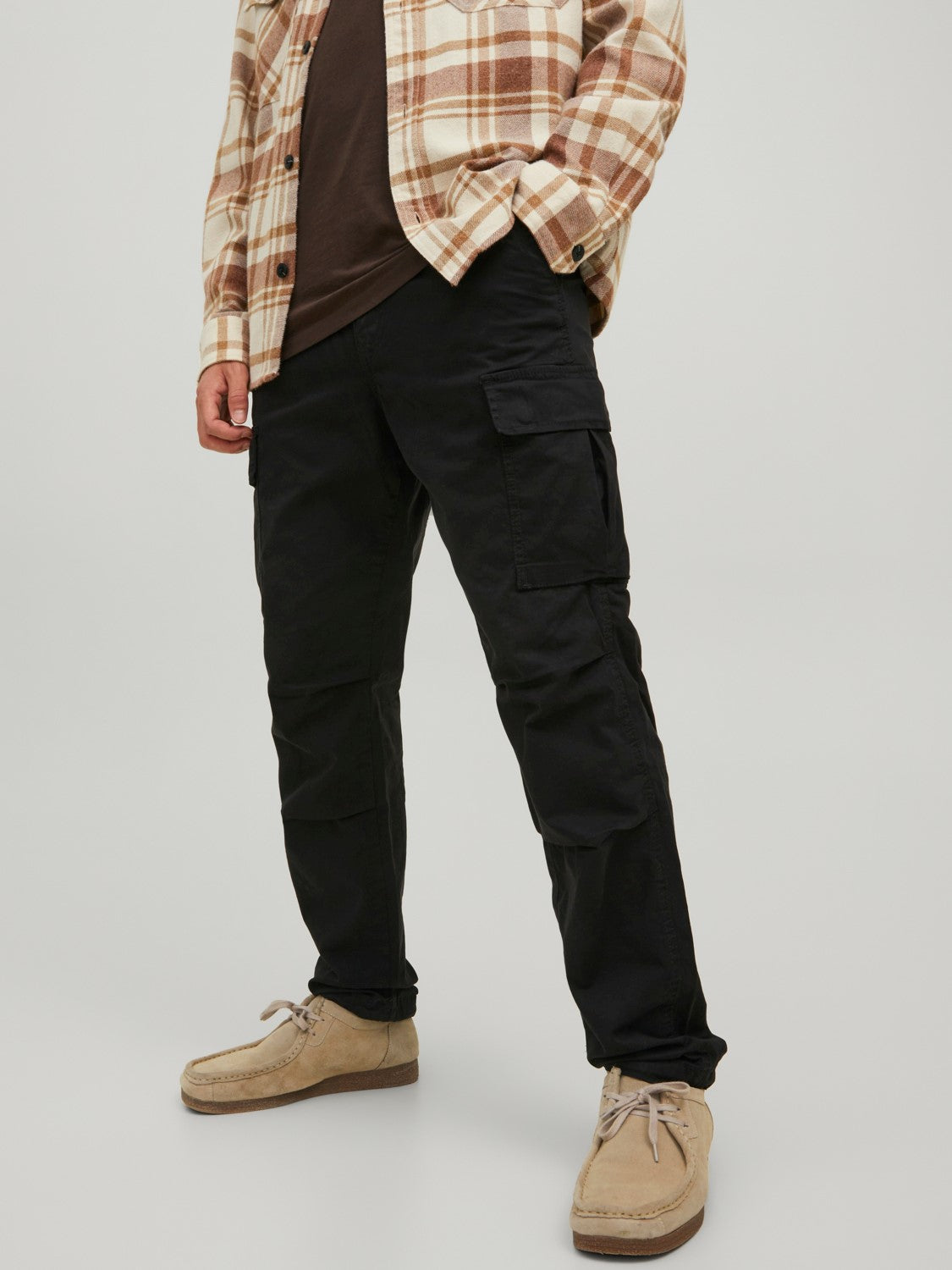 JACK & JONES Ace Tucker Black Cargo Pants BLACK front view