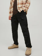 JACK & JONES Ace Tucker Black Cargo Pants BLACK front view