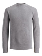 JACK JONES PREMIUM Perfect Knit Crew Neck Sweat Cool Grey model front view