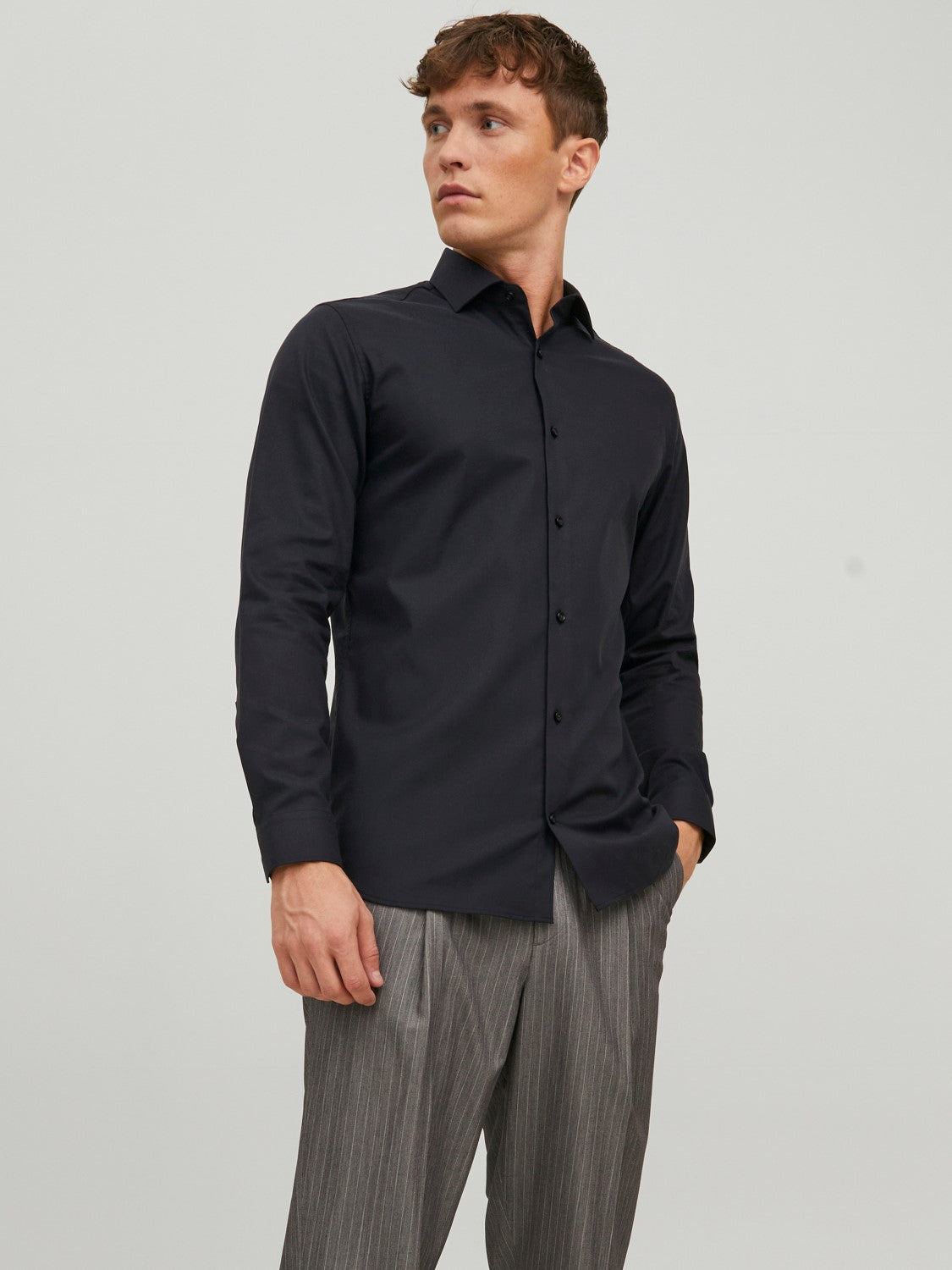 Men's Parker Black Shirt-Model Front View
