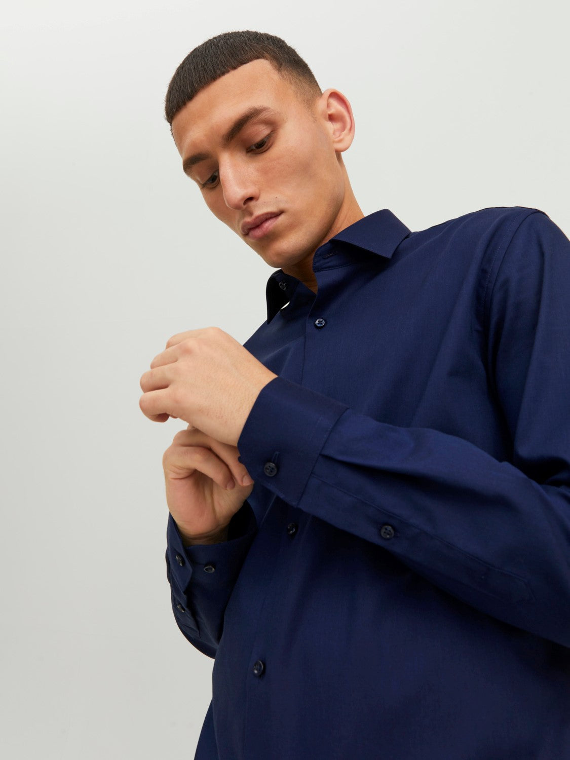 JACK & JONES Parker Navy Slim Fit Shirt Perfect Navy model front view