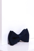 MARC DARCY Men's Knitted Navy Bow Ties NAVY front view