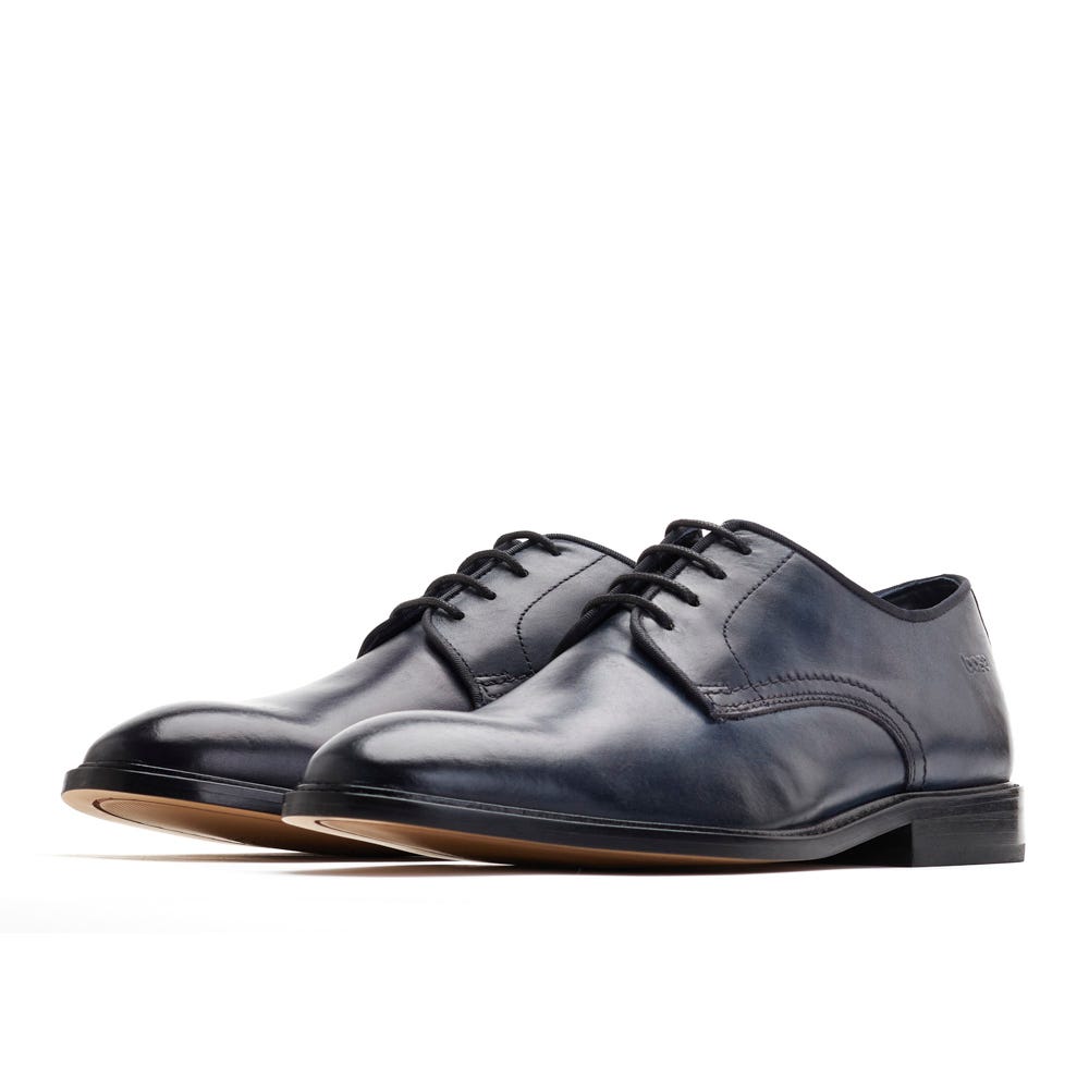 BASE LONDON Keaton Lace-Up Shoe - Navy Washed Navy Washed model front view