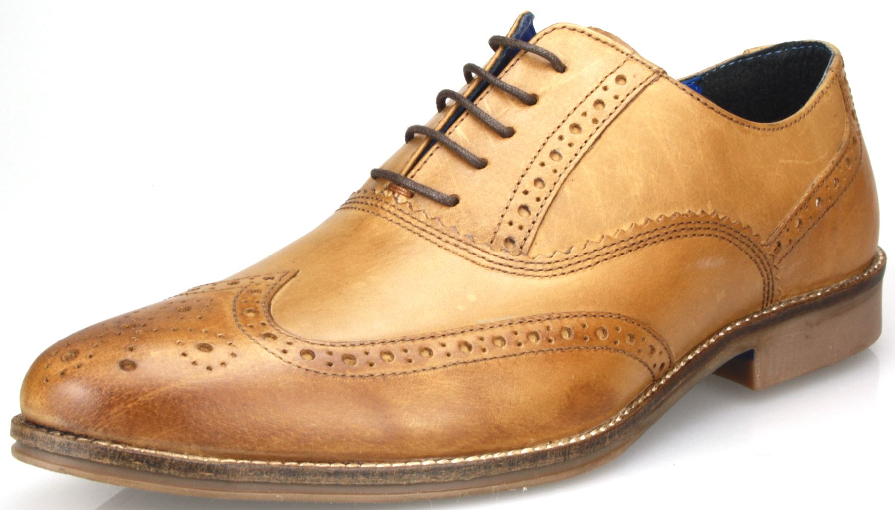 REDTAPE Kildare Brogue Shoe by Redtape Tan model front view