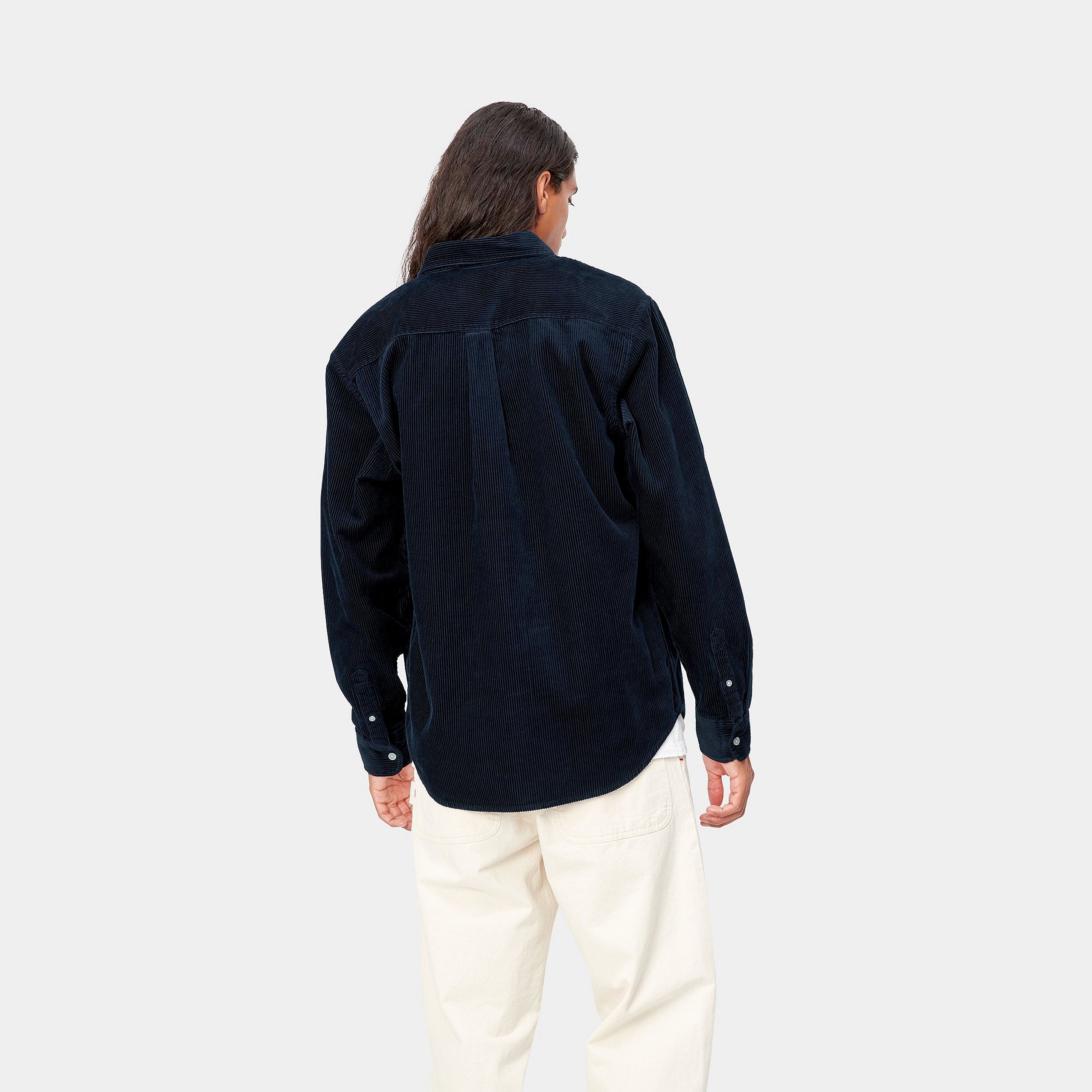 Long sleeve Madison Cord Shirt-Dark Navy / Wax-Back view