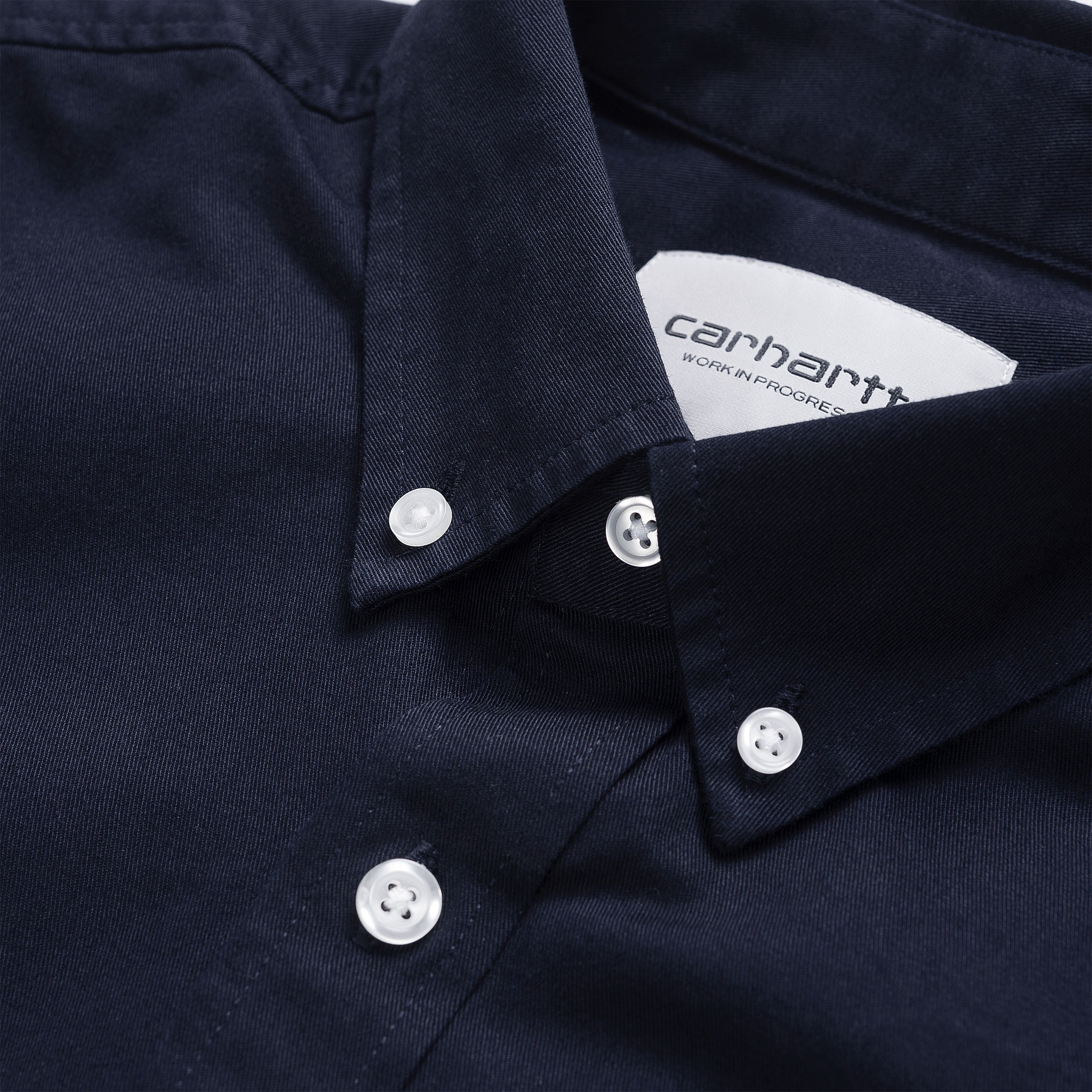 Men's Long Sleeve Madison Shirt-Dark Navy / Wax-Collar View