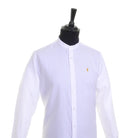 White Tom Penn grandad collar shirt close-up