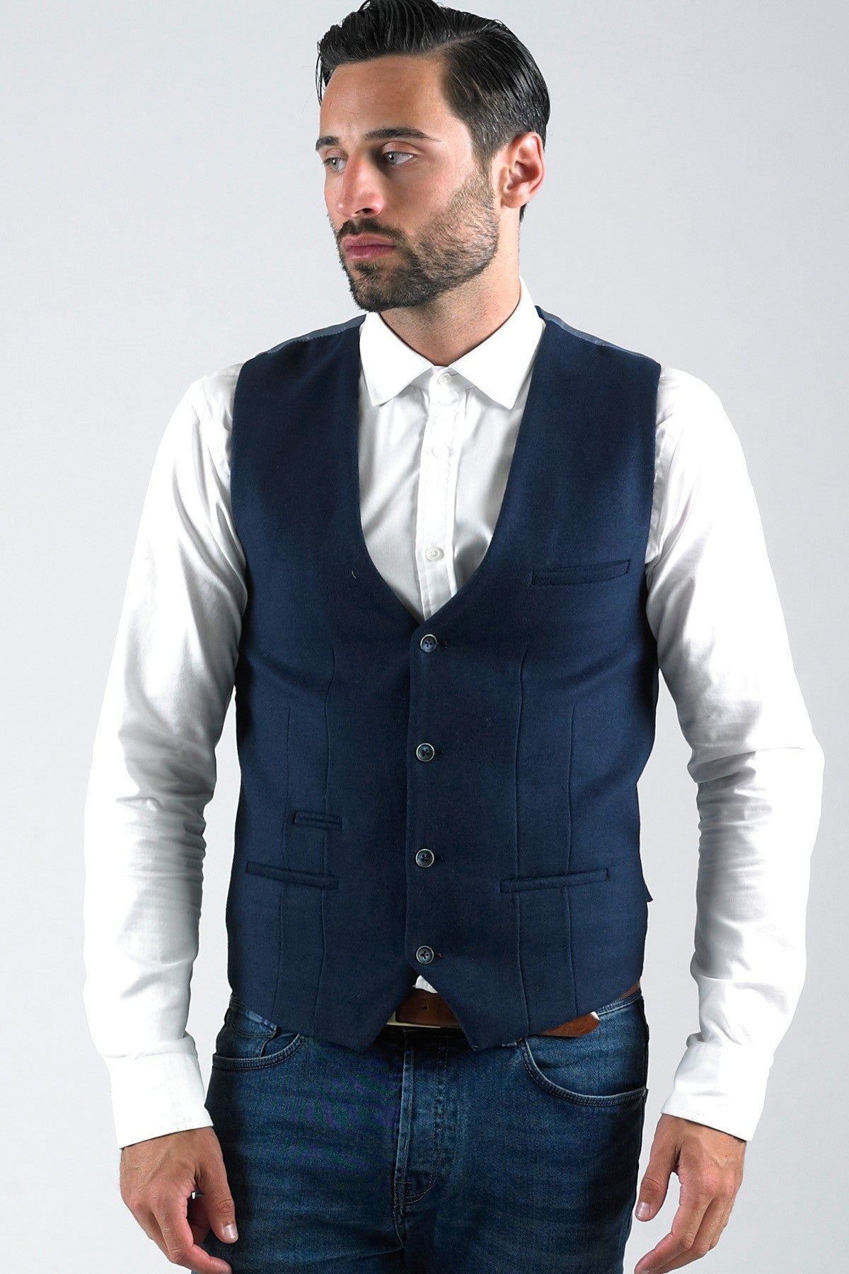 MARC DARCY Lee Melton Waistcoat by Marc Darcy Black model front view