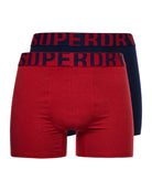 SUPERDRY Boxer Dual Logo Double Pack Richest Navy/Risk Red Richest Navy/Risk Red front view