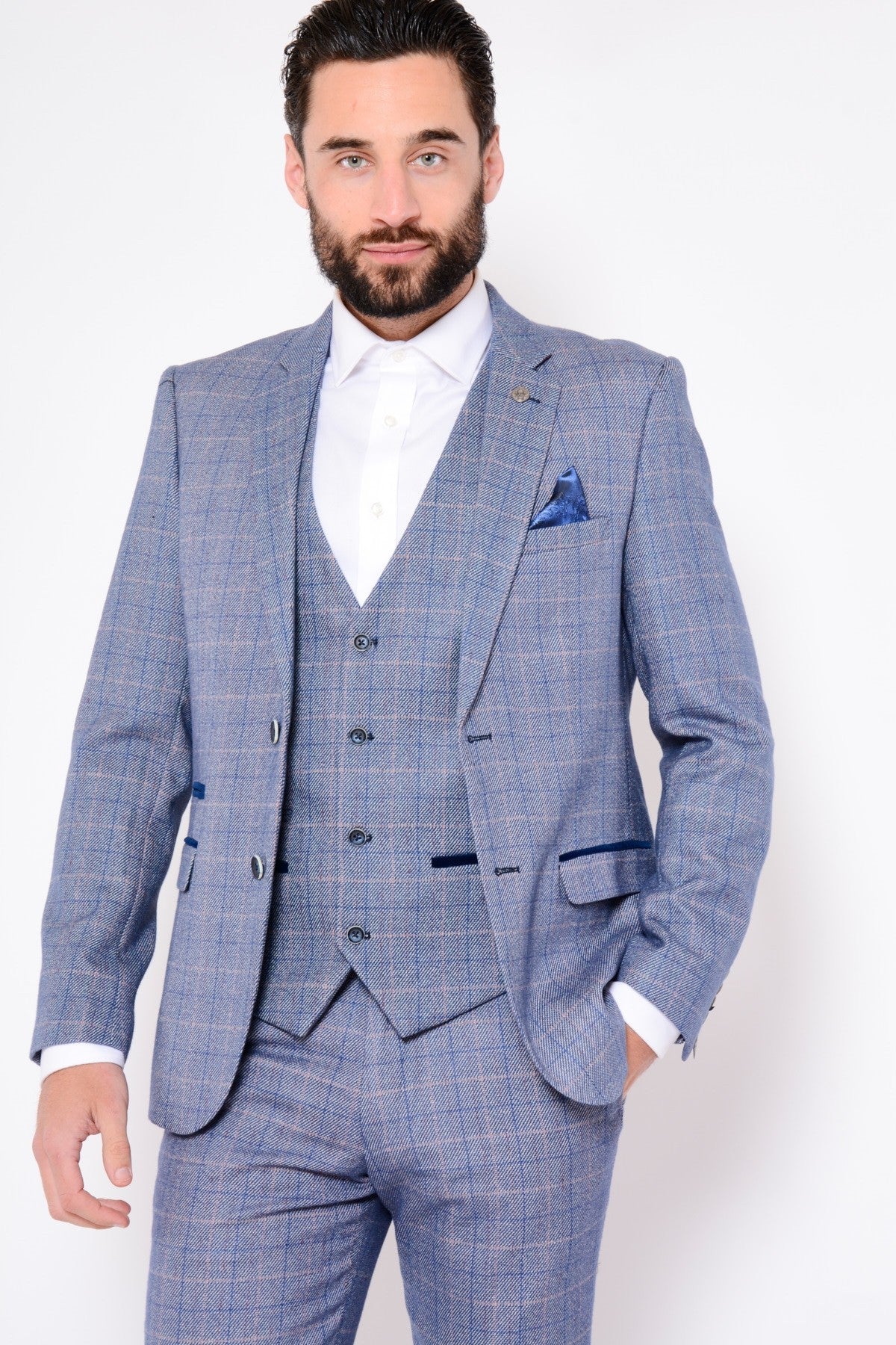 MARC DARCY Harry Check Blazer by Marc Darcy INDIGO model front view