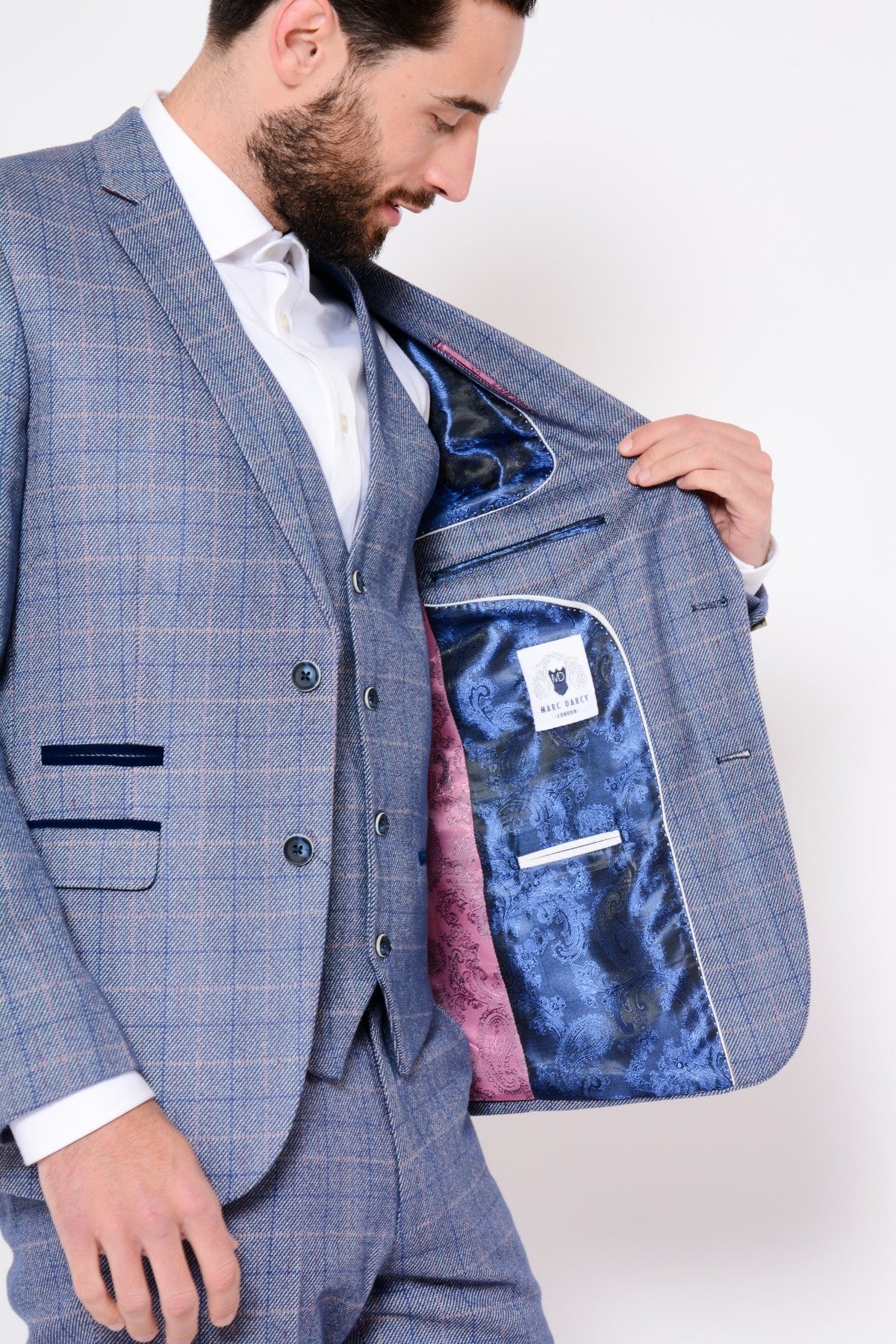 MARC DARCY Harry Check Blazer by Marc Darcy INDIGO detail view