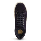 BASE LONDON Neon Navy Suede Trainer NAVY SUEDE back view