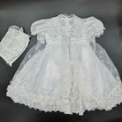 FASHION LAYER Pearl And Lace Christening Dress WHITE front view