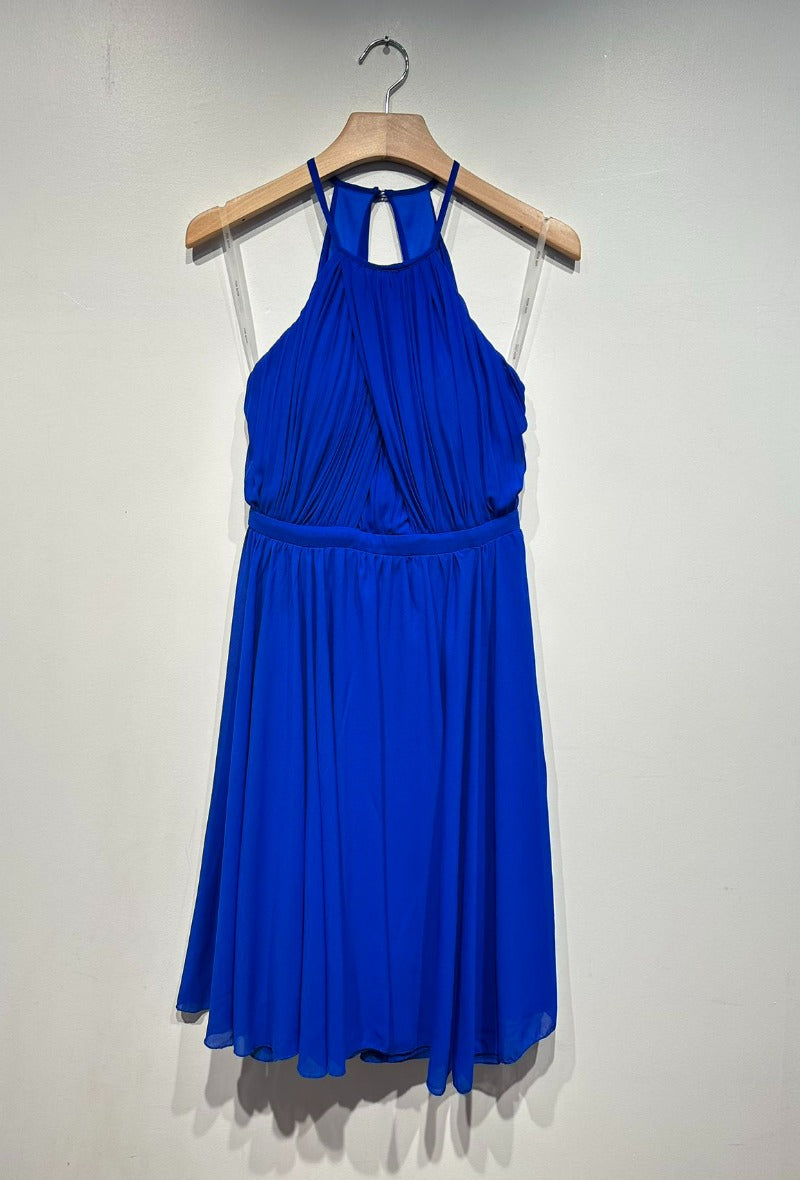 Paris Fashion Blue Midi Flow Dress Blue front view