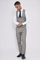 MARC DARCY Ross Check Waistcoat GREY CHECK back view