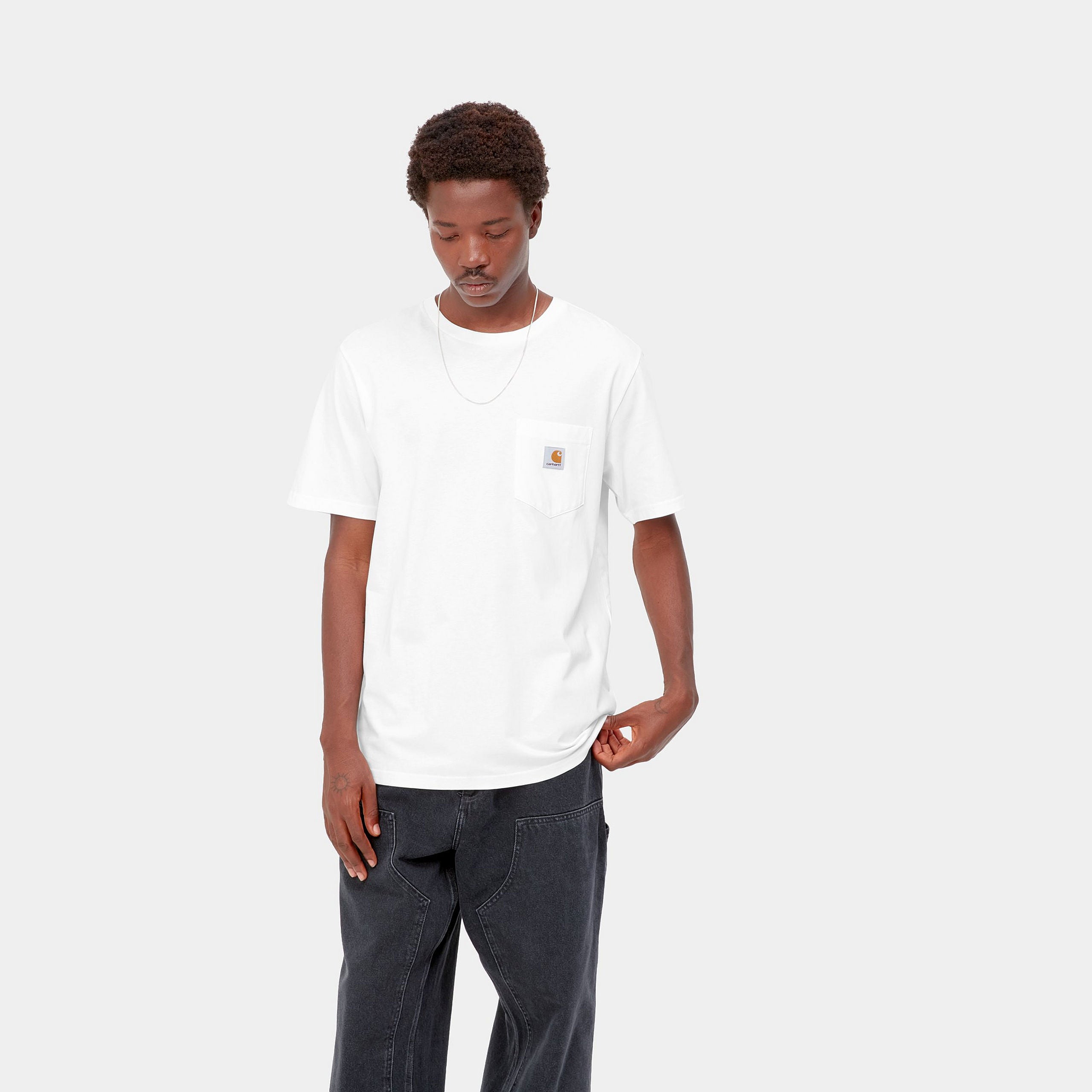 Men's Pocket S/S T-Shirt-White-Model Front View