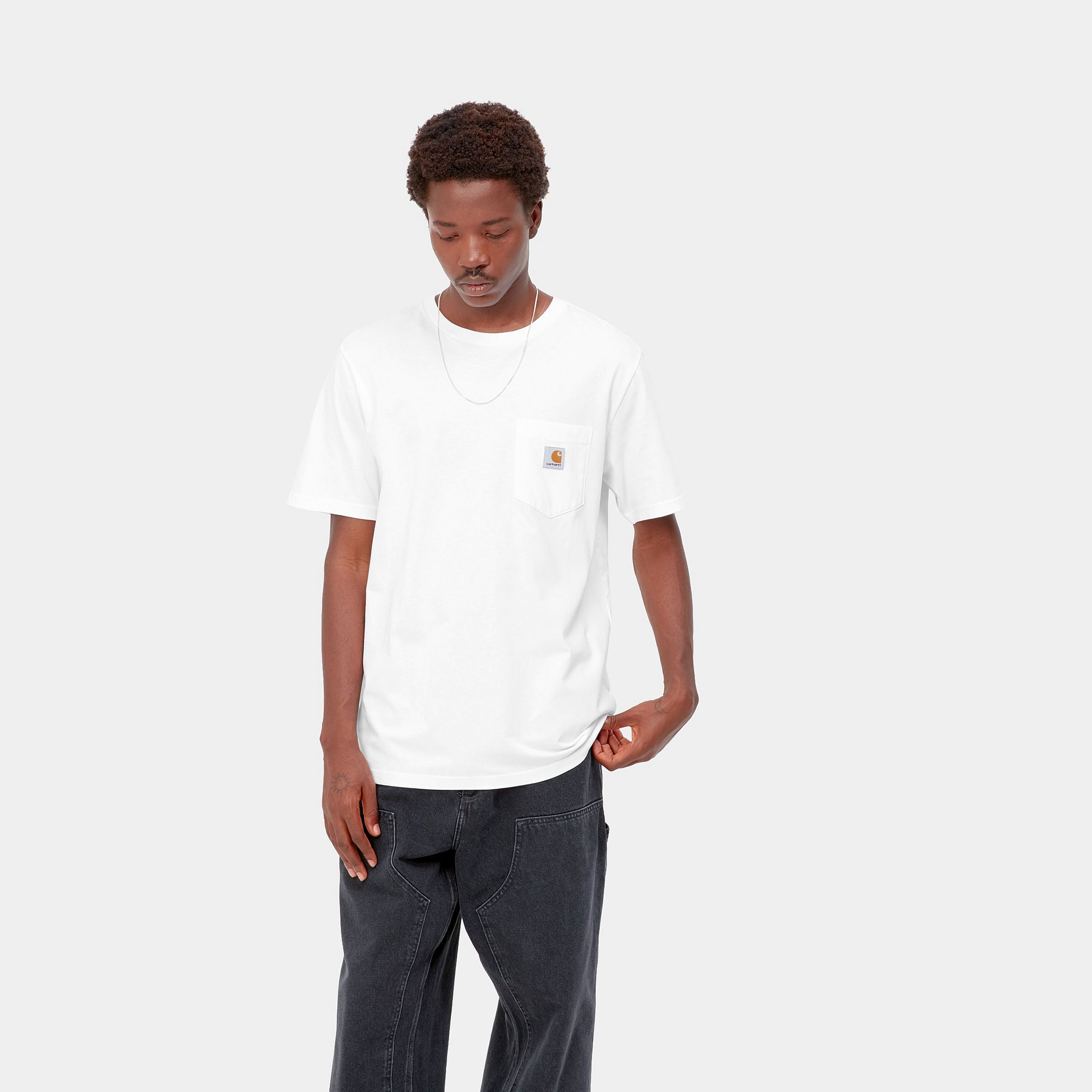 Carhartt WIP Pocket Short Sleeve T-Shirt - White White front view