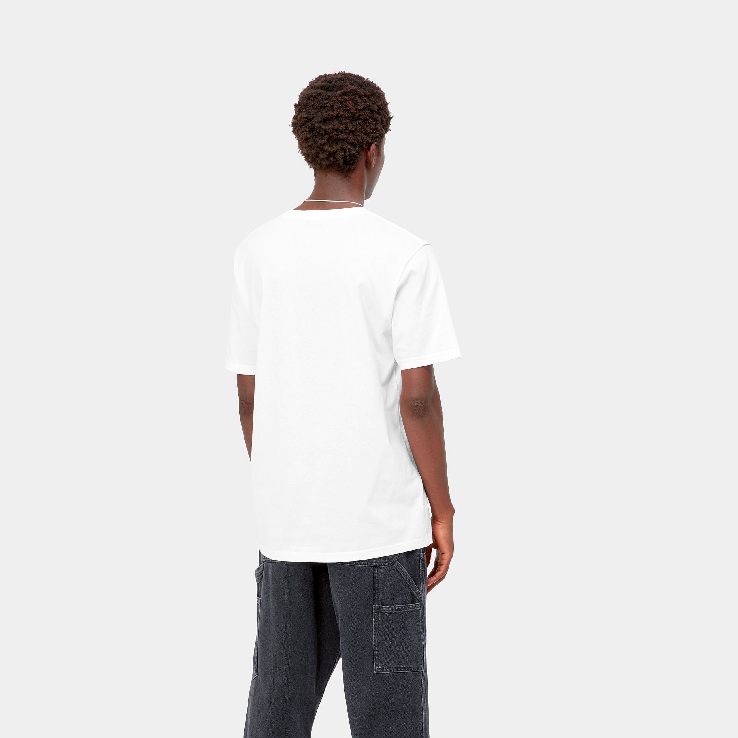 Men's Pocket S/S T-Shirt-White-Model Back View