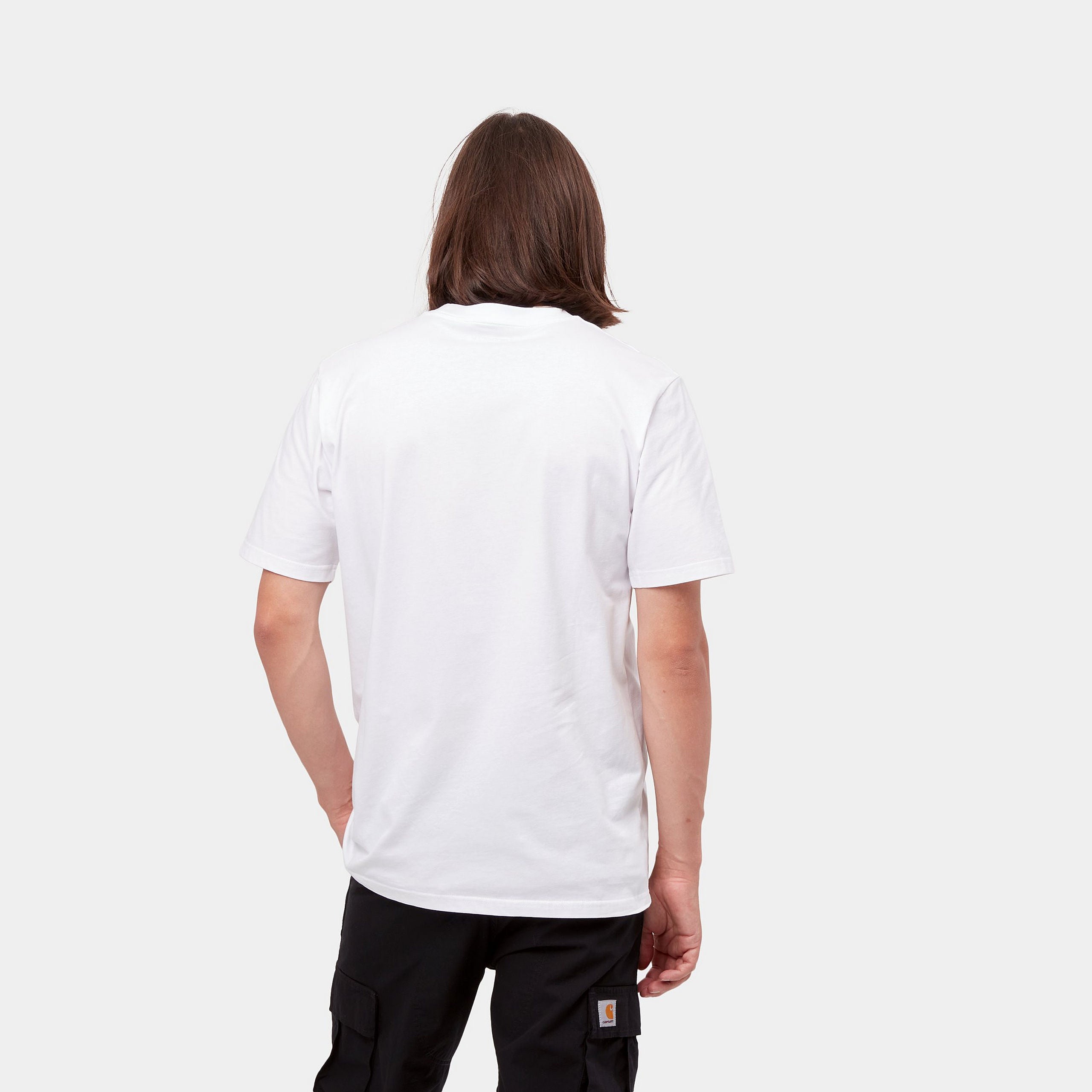 Men's Script S/S T-Shirt/White-Model Back View