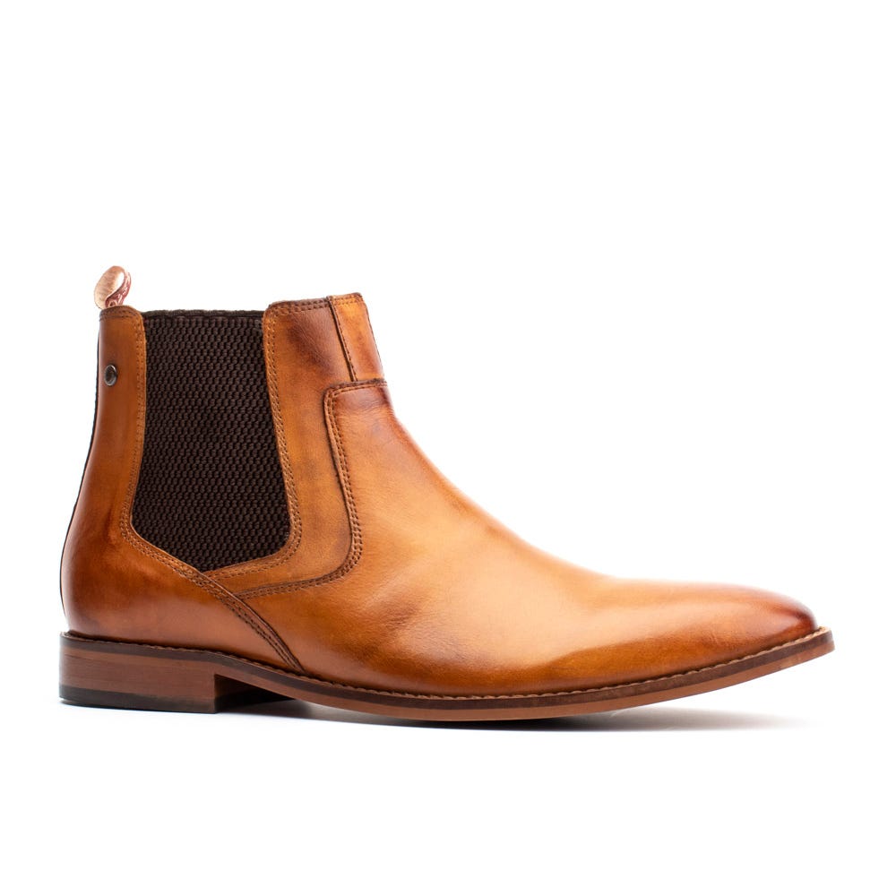 BASE LONDON Scout Tan Washed Chelsea Boot Tan side view