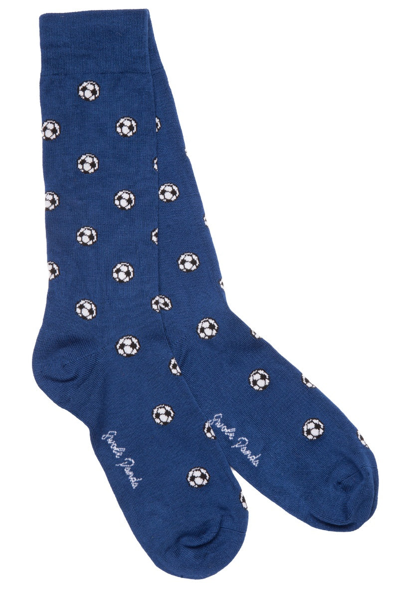 Football Bamboo Blue mens Socks -SP389-L