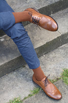 Swole Panda Plain Bamboo Chestnut Brown Socks Chestnut Brown model front view