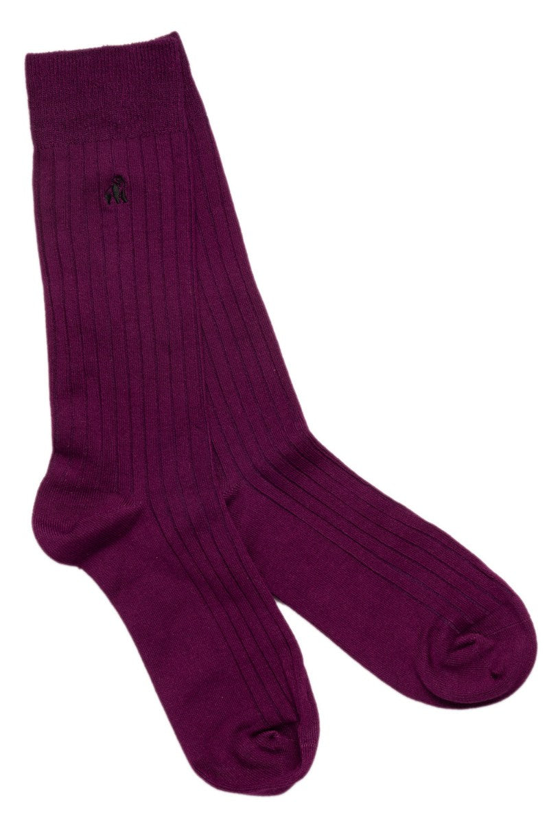 Swole Panda Plain Bamboo Deep Purple Socks Deep Purple front view