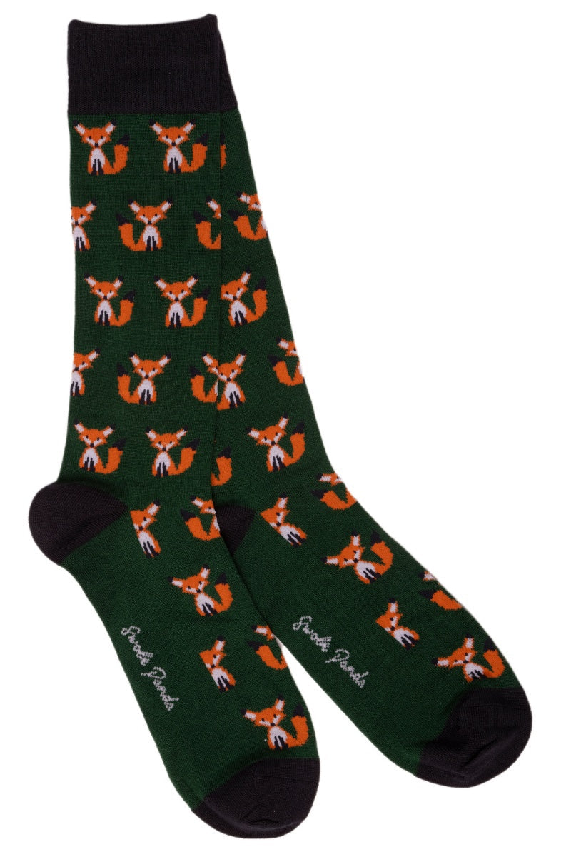 Mr Fox Green Bamboo Mens Socks-SP326-L