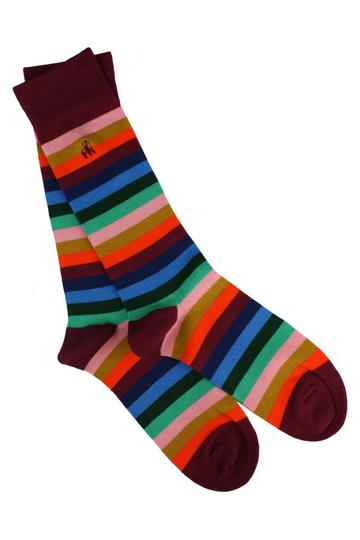 Men's Multi Coloured Fine Stripe Socks