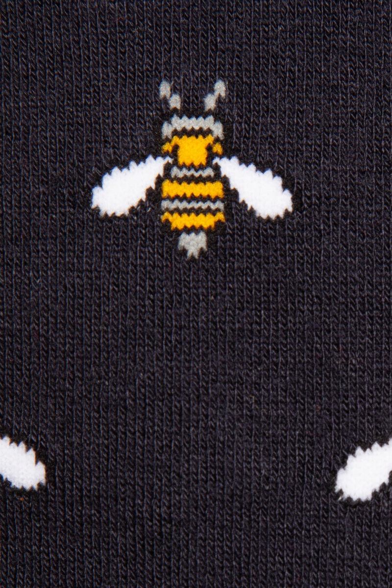 Swole Panda Bumblebee Bamboo Sock Navy model front view