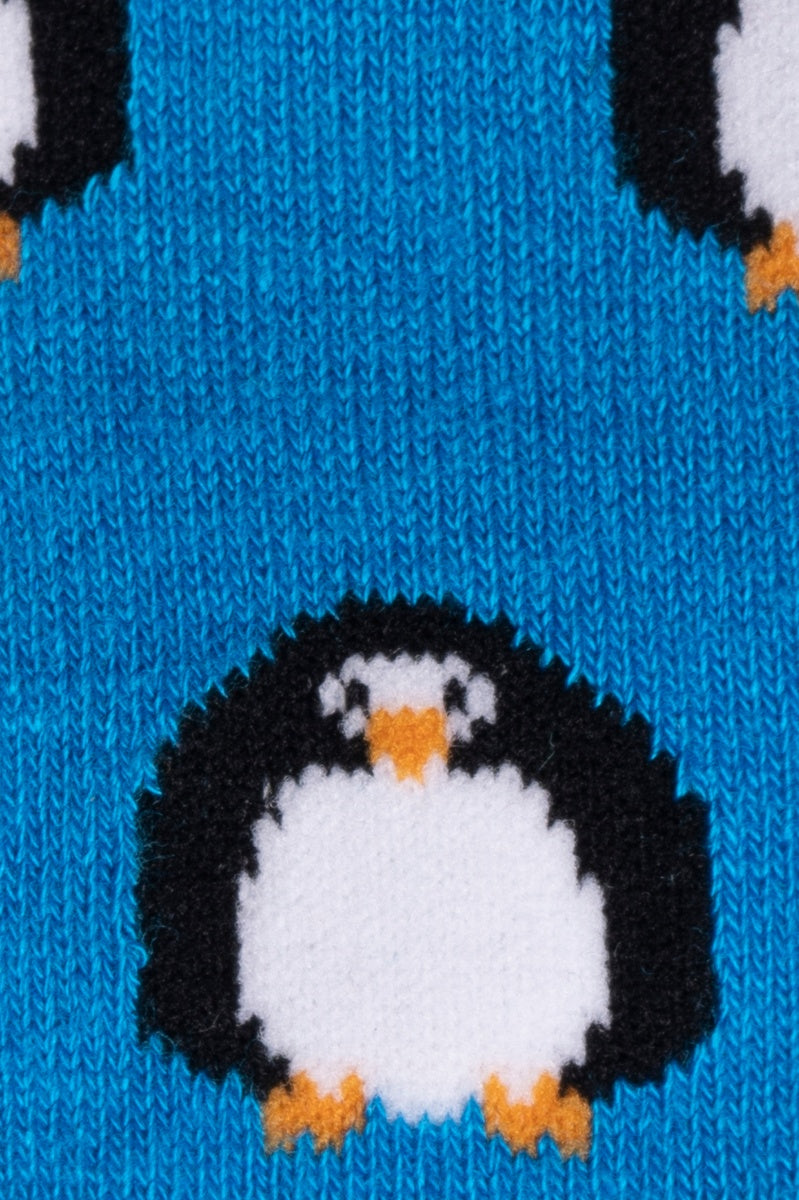 enguin Bamboo mens blue socks by Swole Panda-Design view