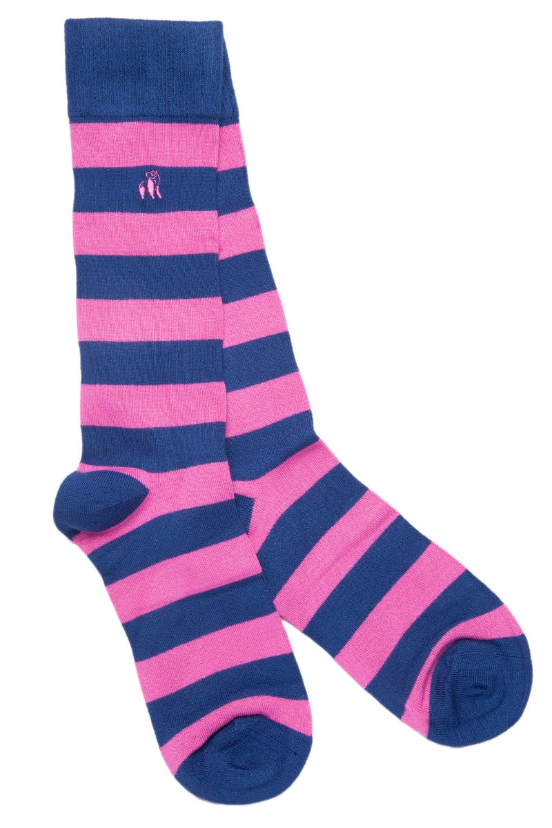 Bamboo Striped Mens Socks Rich Pink -SP088