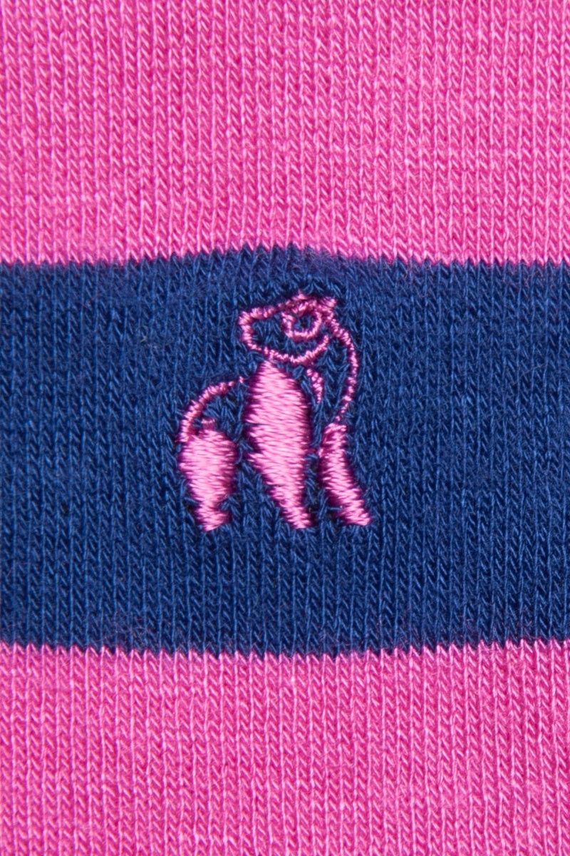 Bamboo Striped Mens Socks Rich Pink-Logo view
