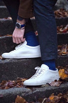 Swole Panda Bamboo Socks Royal Blue Royal Blue model front view