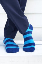 Swole Panda Bamboo Striped Socks Sky Blue Sky Blue model front view