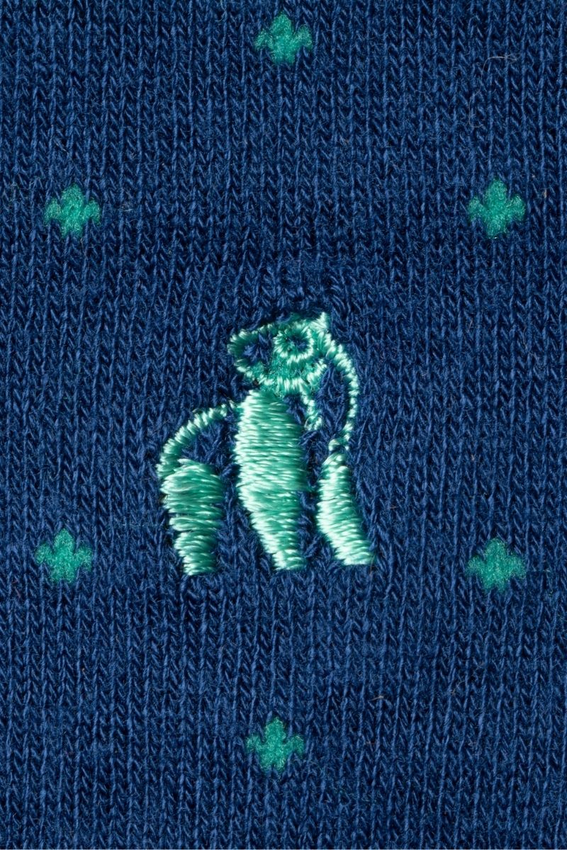 Spotted Navy Green Bamboo Socks-Logo view