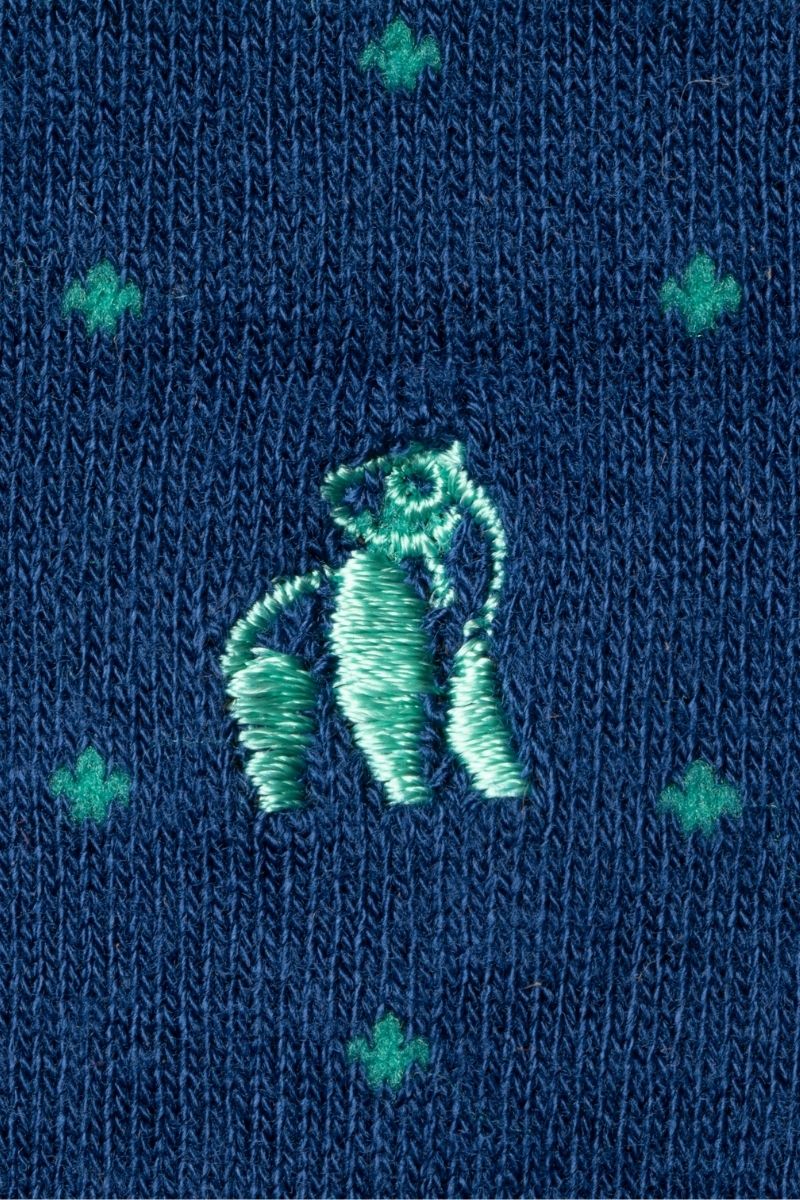 Swole Panda Spotted Navy Green Bamboo Socks Green/Blue detail view