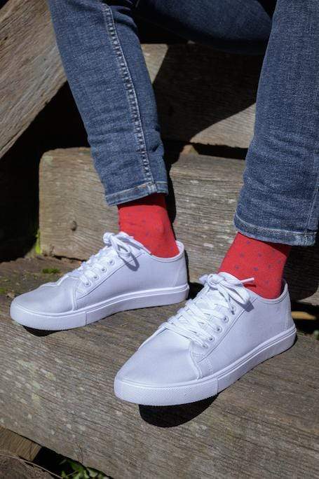 Spotted Bamboo Red Navy Spotted Socks-Trainer view