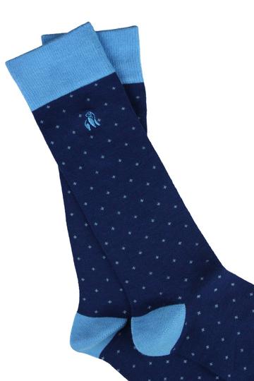 Men's Spotted Sky Blue Socks-Detail View