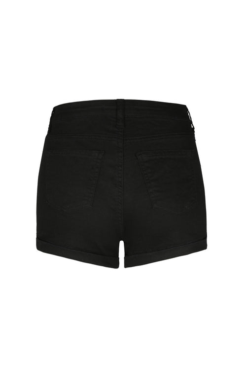 High Waist Black Denim Shorts - Spirit Clothing