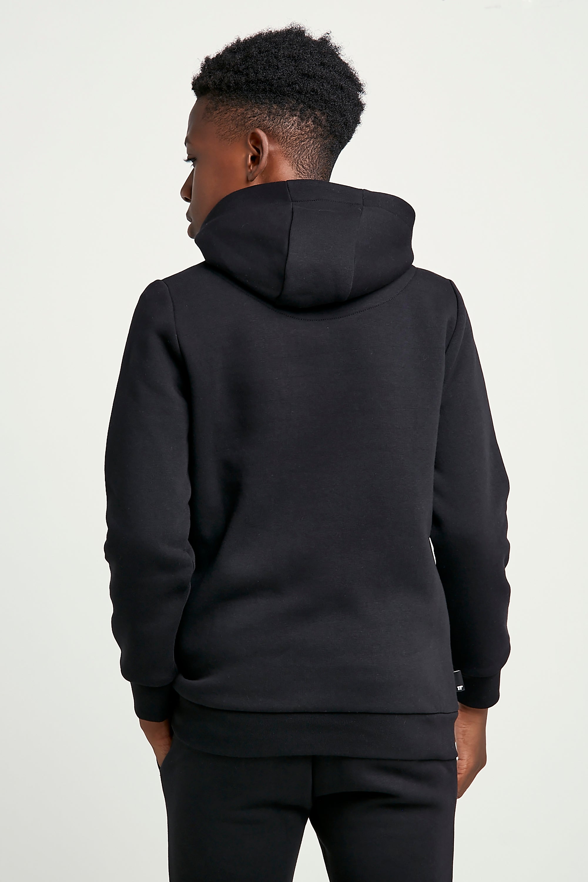 Boy's Core Pull Over Junior Hoodie Small Logo - Black-Back View
