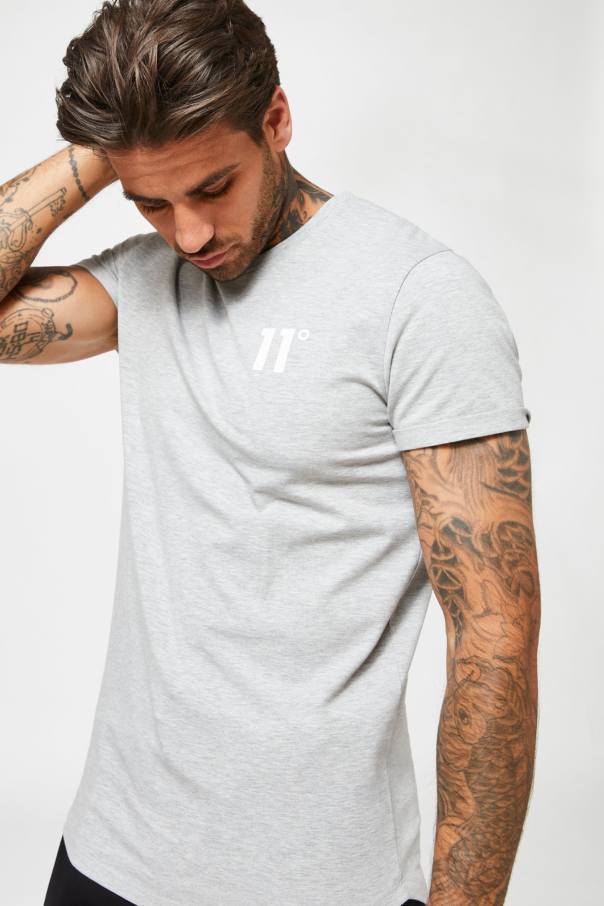 Men's Core Muscle Fit Tee Light Grey-Close up view