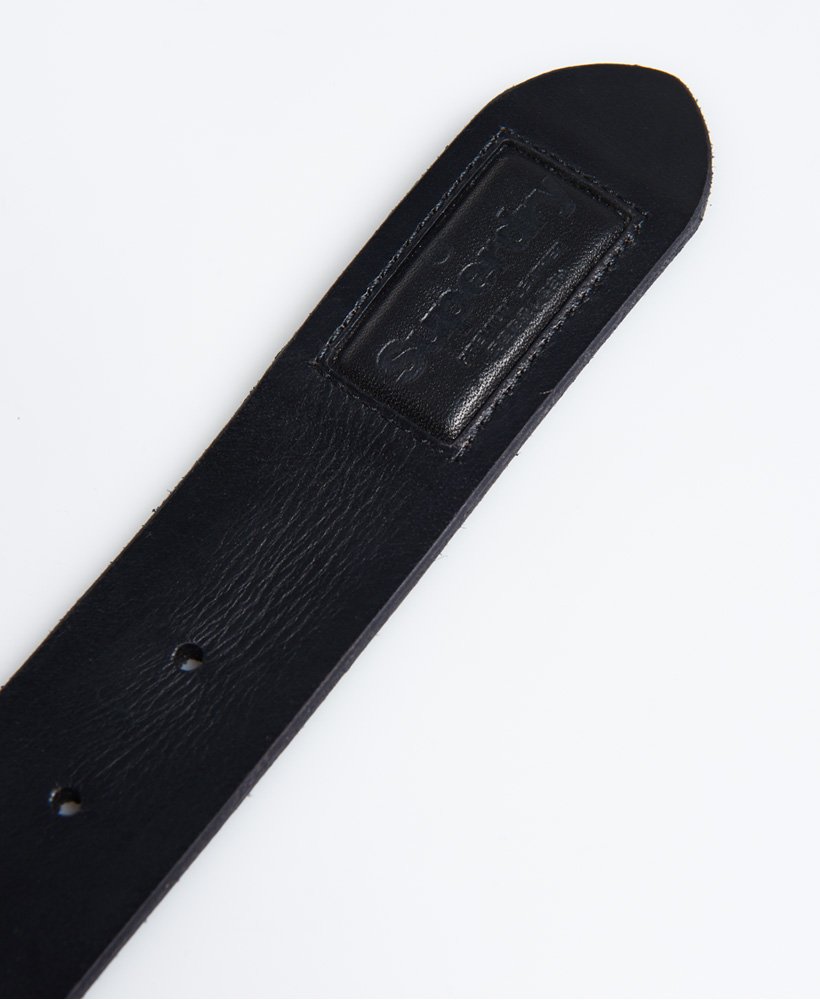 SUPERDRY Badgeman Black Leather Belt Black detail view