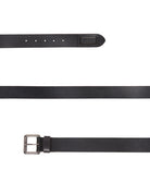 SUPERDRY Badgeman Black Leather Belt Black model front view