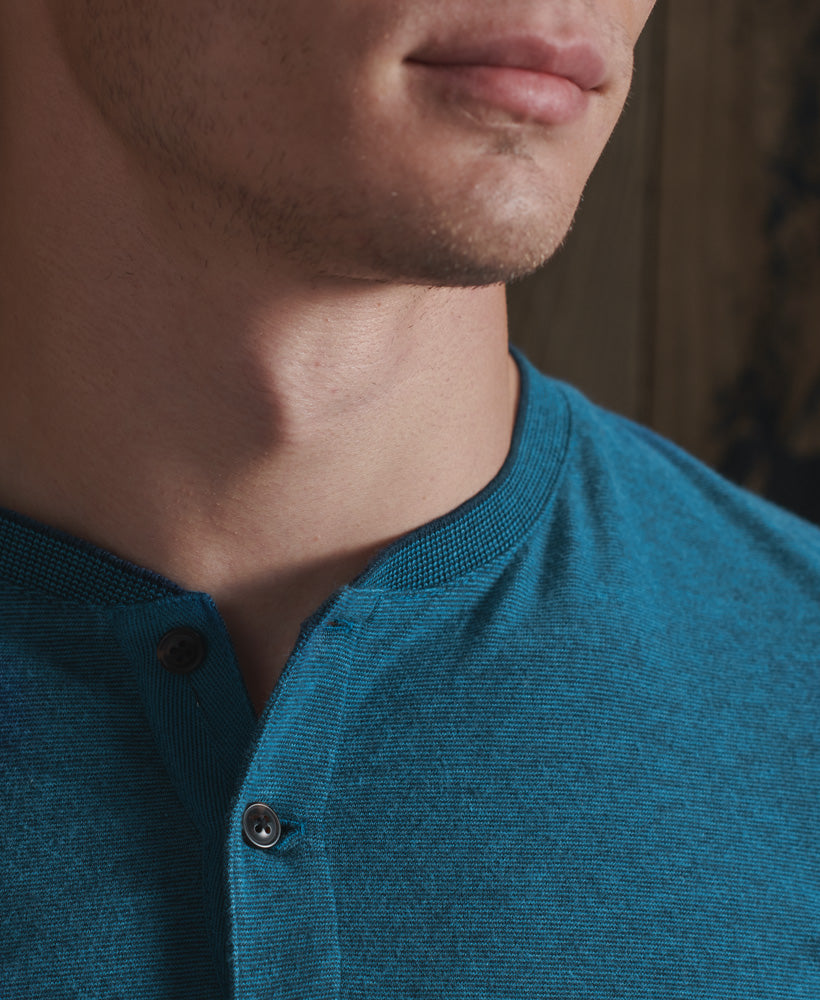 Long Sleeve Henley Top Ketion Blue Marl - Spirit Clothing