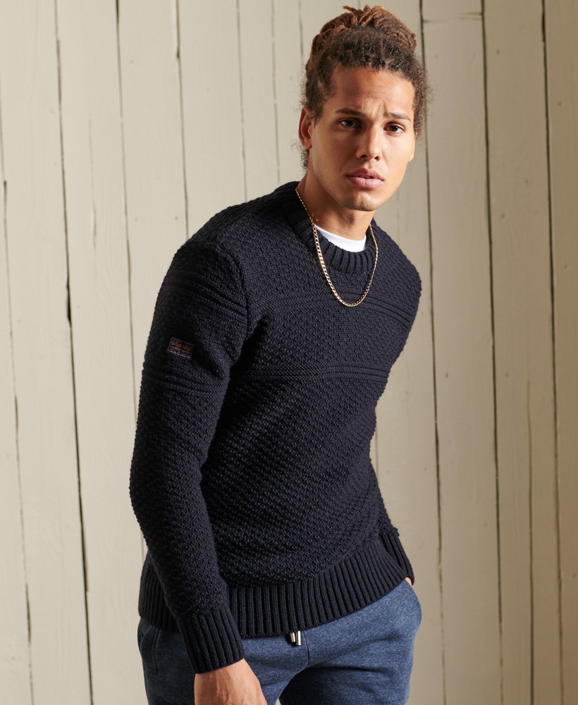 SUPERDRY Jacob Cable Crew Eclipse Navy Eclipse Navy front view