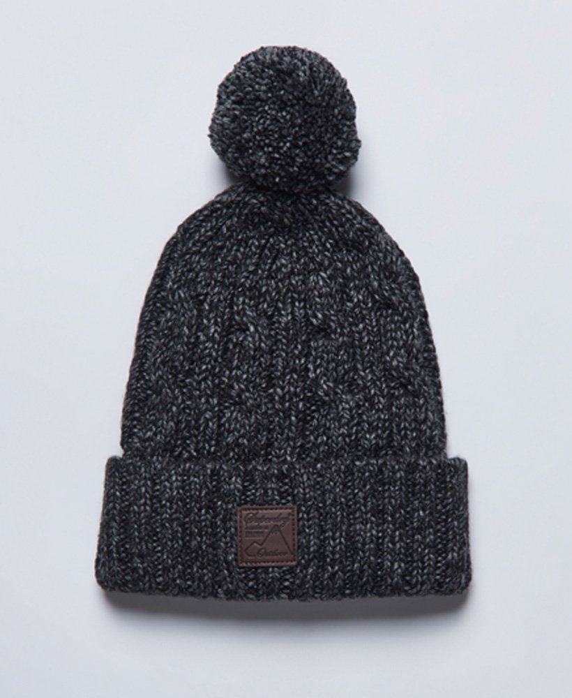 Trawler Cable Beanie Charcoal/Black Twist front