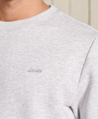 SUPERDRY Vintage logo Glacier Grey Marl Crew Sweatshirt Glacier Grey Marl model front view